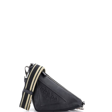 Prada Triangle Logo Zip Crossbody Bag Saffiano Leather Small