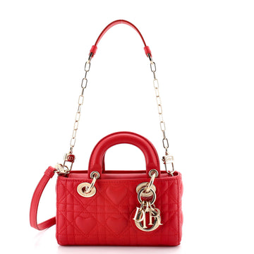 Christian Dior Lady D-Joy Bag Heart Cannage Quilt Leather Micro