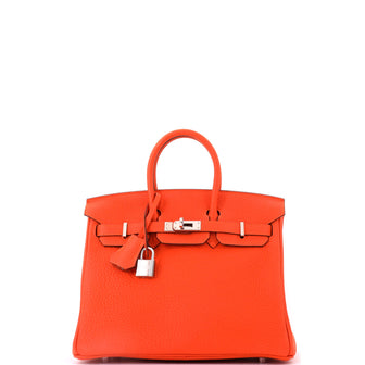 Hermes Birkin Handbag Orange Togo with Palladium Hardware 25