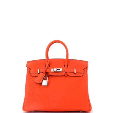 Hermes Birkin Handbag Orange Togo with Palladium Hardware 25