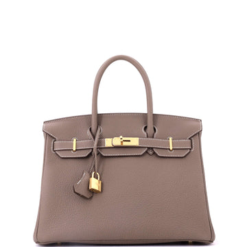 Hermes Birkin Handbag Grey Togo with Gold Hardware 30