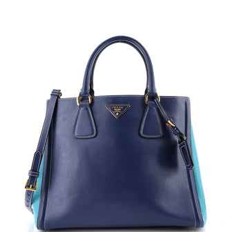 Prada Bicolor Lux Convertible Open Tote Saffiano Leather Small