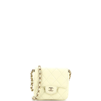 Chanel Classic Square Flap Clutch with Chain Quilted Caviar Mini