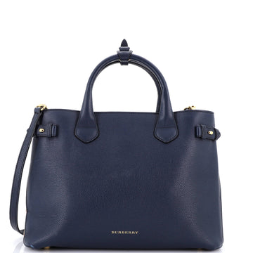 Burberry Banner Tote Leather and House Check Canvas Medium