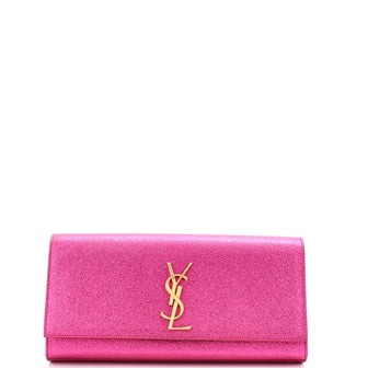 Saint Laurent Classic Monogram Clutch Metallic Calfskin Long