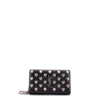 Saint Laurent Classic Monogram Wallet on Chain Studded Leather