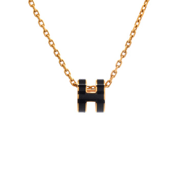 Hermes Pop H Pendant Chain Necklace Metal and Enamel Mini