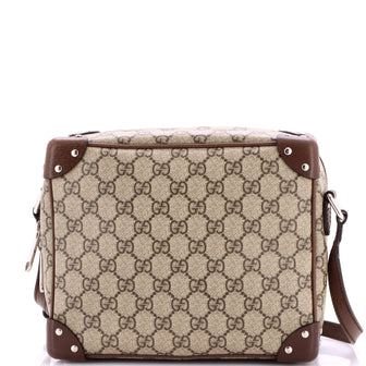 Gucci Trunk Shoulder Bag GG Coated Canvas with Studded Leather