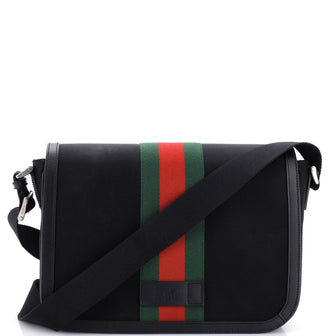 Gucci Web Flap Messenger Bag Techno Canvas Medium