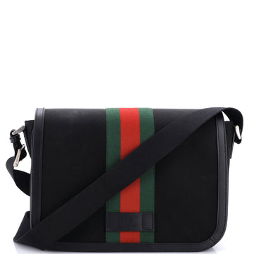Gucci Web Flap Messenger Bag Techno Canvas Medium
