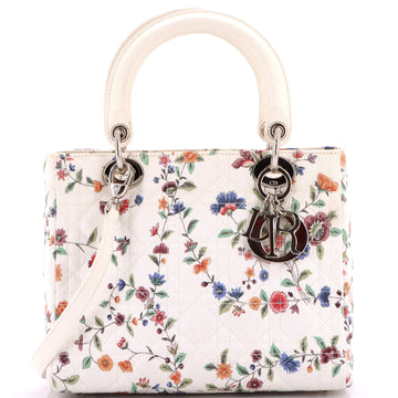 Christian Dior Lady Dior Bag Cannage Quilt Floral Printed Canvas Medium