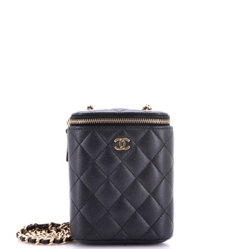 Chanel Vertical Classic Vanity Case with Chain Quilted Caviar Small