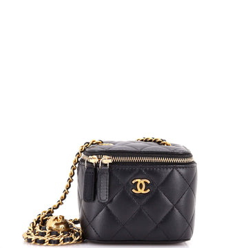 Pearl Crush Vanity Case with Chain Quilted Lambskin Mini