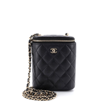 Chanel Vertical Classic Vanity Case with Chain Quilted Caviar Small
