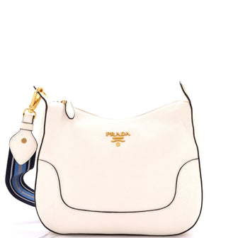 Prada Striped Strap Zip Hobo Vitello Daino Medium