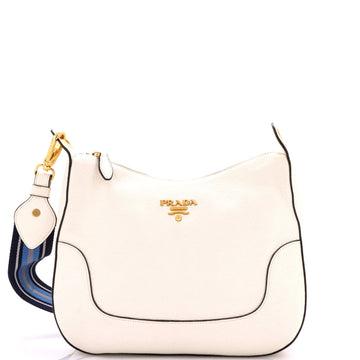 Prada Striped Strap Zip Hobo Vitello Daino Medium