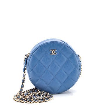 Chanel Round Clutch with Chain Quilted Caviar Mini