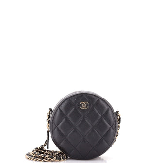 Chanel Round Clutch with Chain Quilted Caviar Mini
