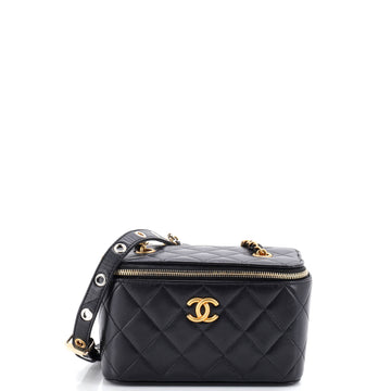 Chanel Grommet Strap Vanity Case with Chain Quilted Lambskin Small