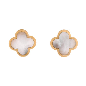 Van Cleef & Arpels Pure Alhambra Stud Earrings 18K Yellow Gold and Mother of Pearl