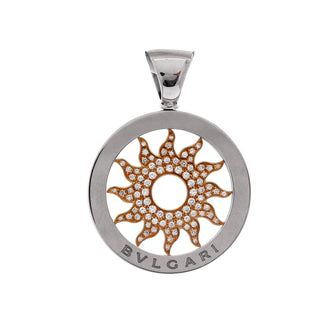 Bvlgari Tondo Sun Pendant Pendant & Charms 18K Yellow Gold and Stainless Steel with Diamonds