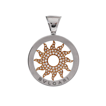 Bvlgari Tondo Sun Pendant Pendant & Charms 18K Yellow Gold and Stainless Steel with Diamonds