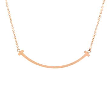 Tiffany & Co. T Smile Pendant Necklace 18K Rose Gold Small