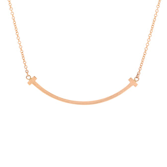 Tiffany & Co. T Smile Pendant Necklace 18K Rose Gold Small