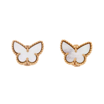 Van Cleef & Arpels Sweet Alhambra Butterfly Stud Earrings 18K Yellow Gold and Mother of Pearl