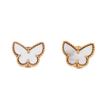 Van Cleef & Arpels Sweet Alhambra Butterfly Stud Earrings 18K Yellow Gold and Mother of Pearl