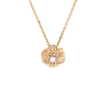 Chanel Camellia Pendant Necklace 18K Yellow Gold with Diamonds