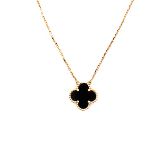 Van Cleef & Arpels Vintage Alhambra Pendant Necklace 18K Yellow Gold and Onyx