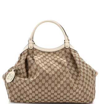 Gucci Sukey Tote GG Canvas with Leather Large