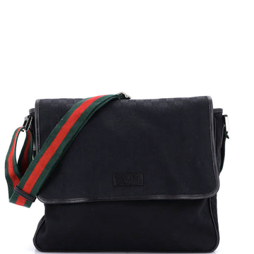 Gucci Web Strap Flap Messenger GG Canvas Medium