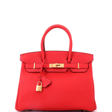 Hermes Birkin Handbag Red Togo with Gold Hardware 30