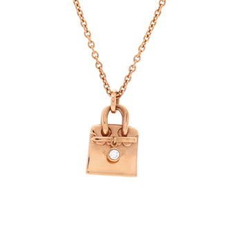 Hermes Birkin Amulette Pendant Necklace 18K Rose Gold with Diamond