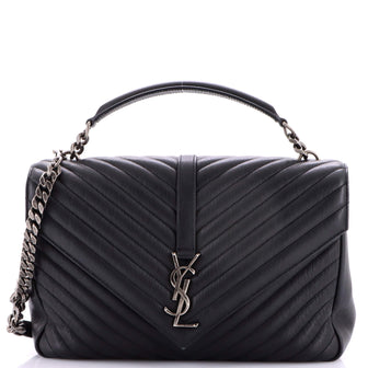 Saint Laurent Classic Monogram College Bag Matelasse Chevron Leather Medium