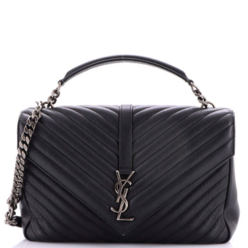 Saint Laurent Classic Monogram College Bag Matelasse Chevron Leather Medium