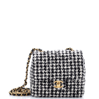 Chanel Square Classic Single Flap Bag Quilted Tweed Mini