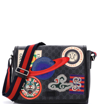 Gucci Night Courrier Flap Messenger GG Coated Canvas with Applique Large