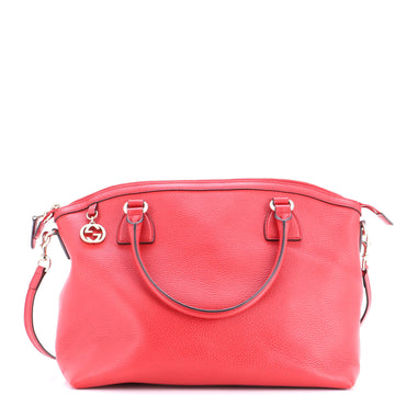 Gucci GG Charm Convertible Dome Satchel Leather Medium