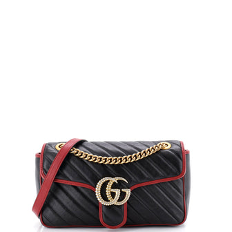 Gucci GG Marmont Flap Bag Diagonal Quilted Leather Small