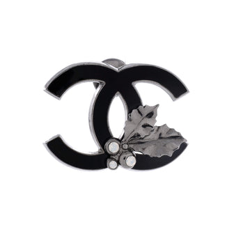 Chanel CC Holly Pin Brooch Metal with Enamel and Crystals