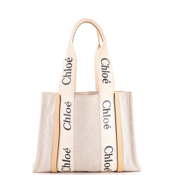 Chloe Woody Tote Canvas with Leather Medium
