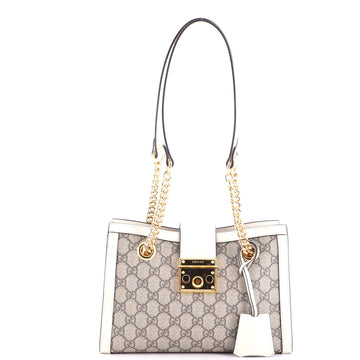 Gucci Padlock Chain Tote GG Coated Canvas with Leather Small