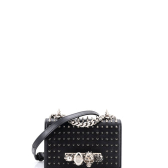 Alexander McQueen Jewelled Flap Satchel Spiked Leather Small