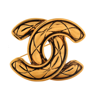 Chanel Vintage Quilted CC Brooch Metal