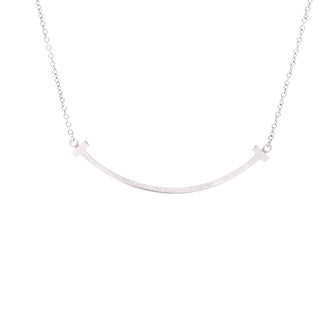 Tiffany & Co. T Smile Pendant Necklace 18K White Gold Small