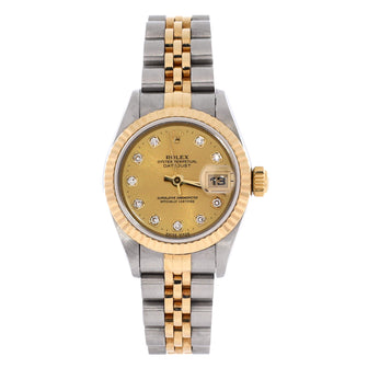 Rolex Oyster Perpetual Datejust Automatic Watch Stainless Steel and Yellow Gold with Diamond Markers 26
