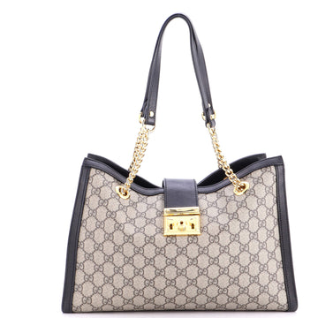 Gucci Padlock Chain Tote GG Coated Canvas with Leather Medium